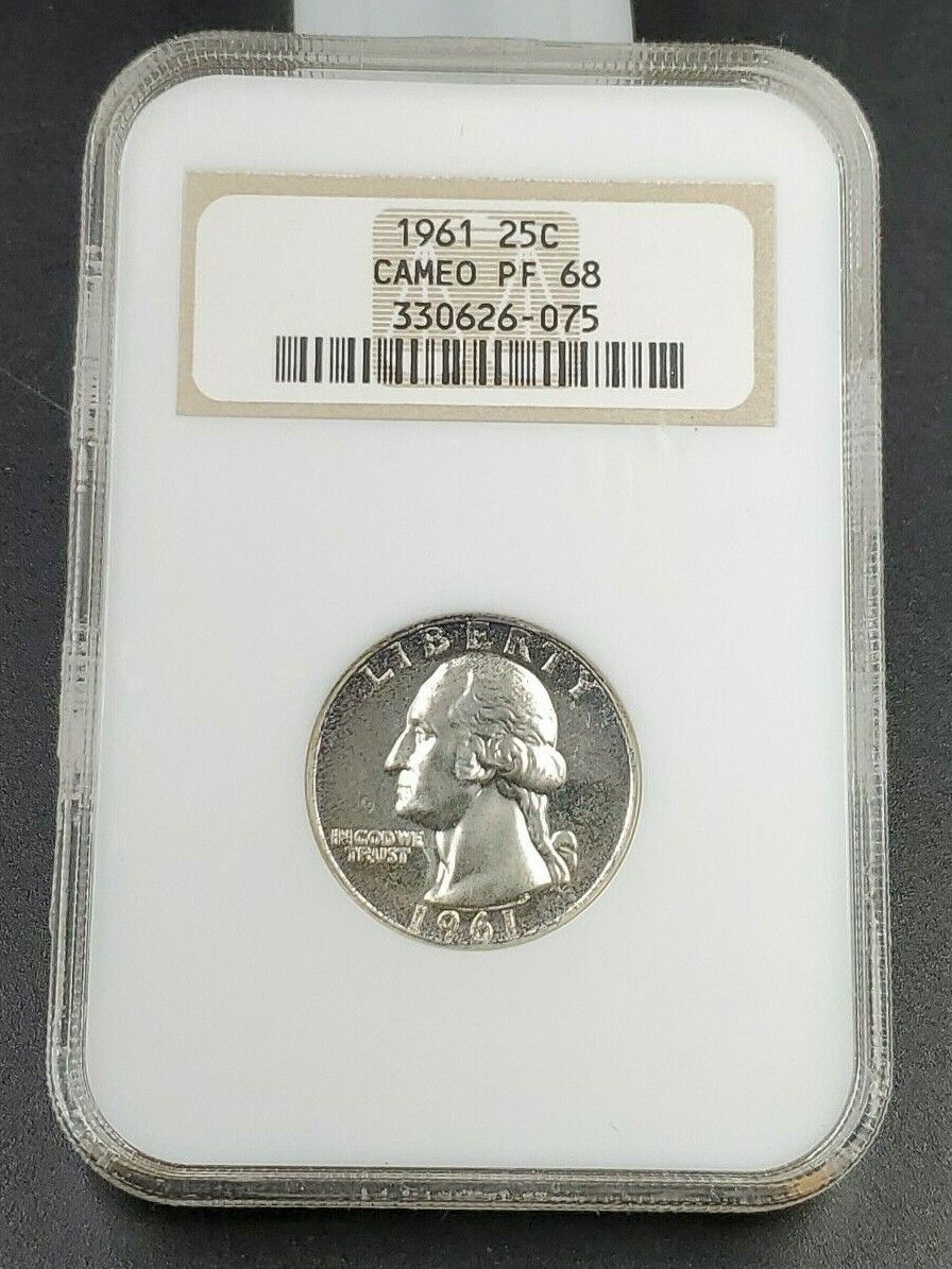 1961 P 25c Washington Silver Quarter Coin Proof PF68 Cameo NGC Fat Holder Brown
