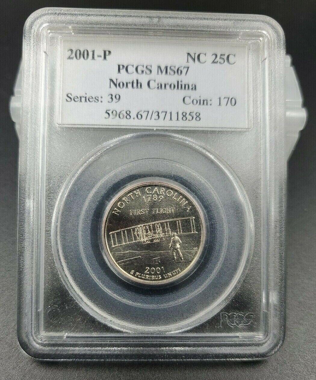 2001 P North Carolina State Quarter Coin PCGS MS67 Gem BU Uncirculated