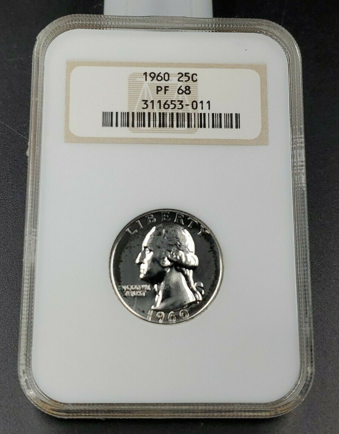 1960 P 25c Washington Silver Coin Proof Quarter NGC PF68 Retro Fat Holder B LBL