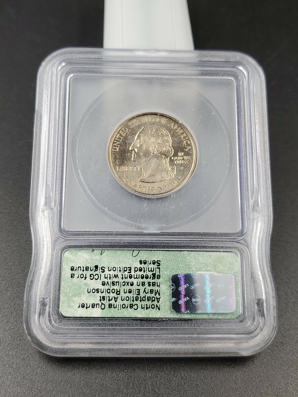 2001 P N Carolina Statehood Quarter Coin ICG Engraver Series Mary Ellen Robinson