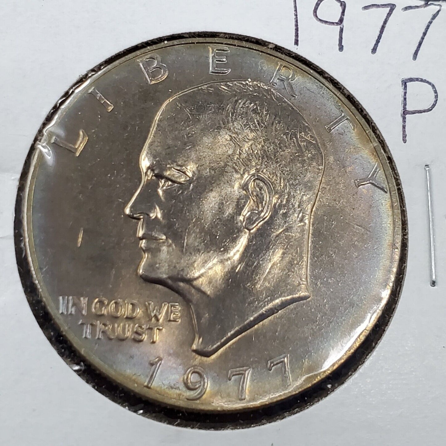 1977 P Eisenhower Clad Dollar Coin CH UNC Neat Toning Toner