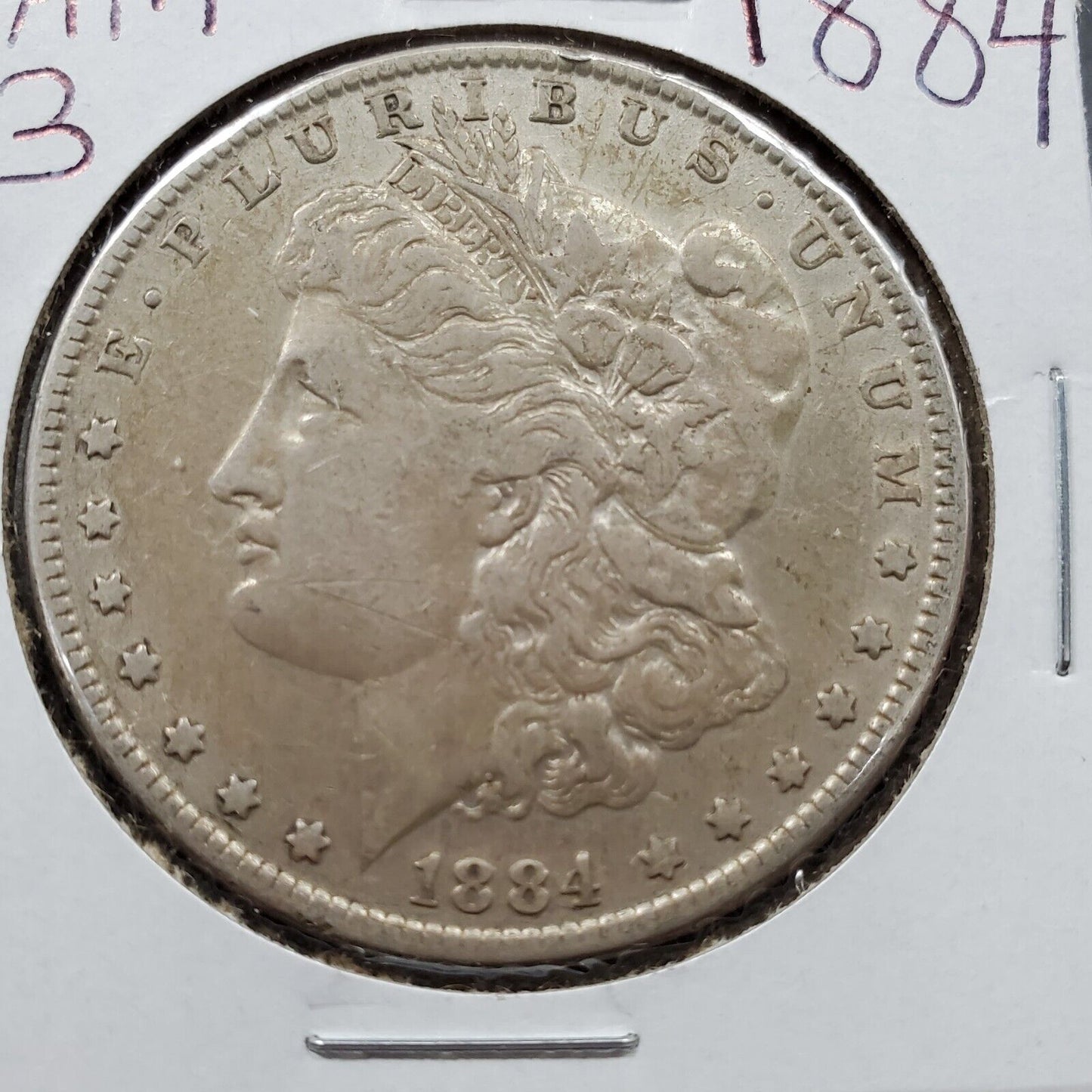 1884 P $1 VAM 3 Morgan Silver Dollar Variety Coin VF Details