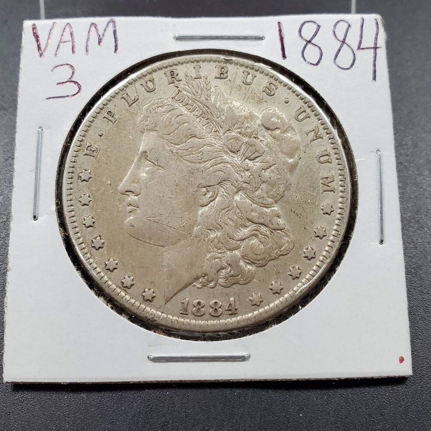 1884 P $1 VAM 3 Morgan Silver Dollar Variety Coin VF Details