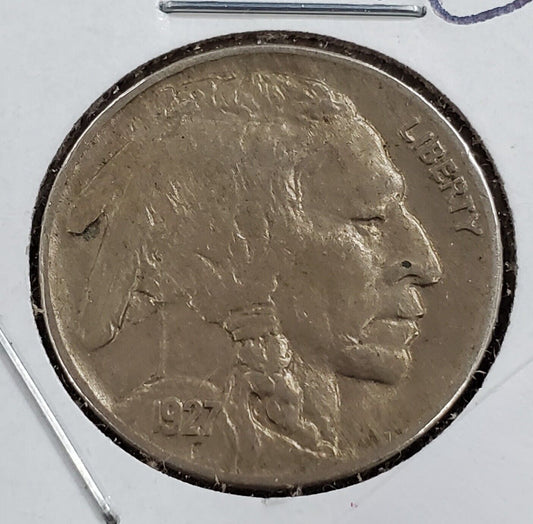 1927 P 5c Buffalo Indian Head Nickel Coin VF Very fine circ