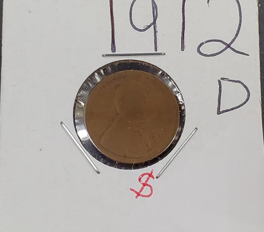 1912 D Lincoln Wheat Cent Penny Coin AG about good