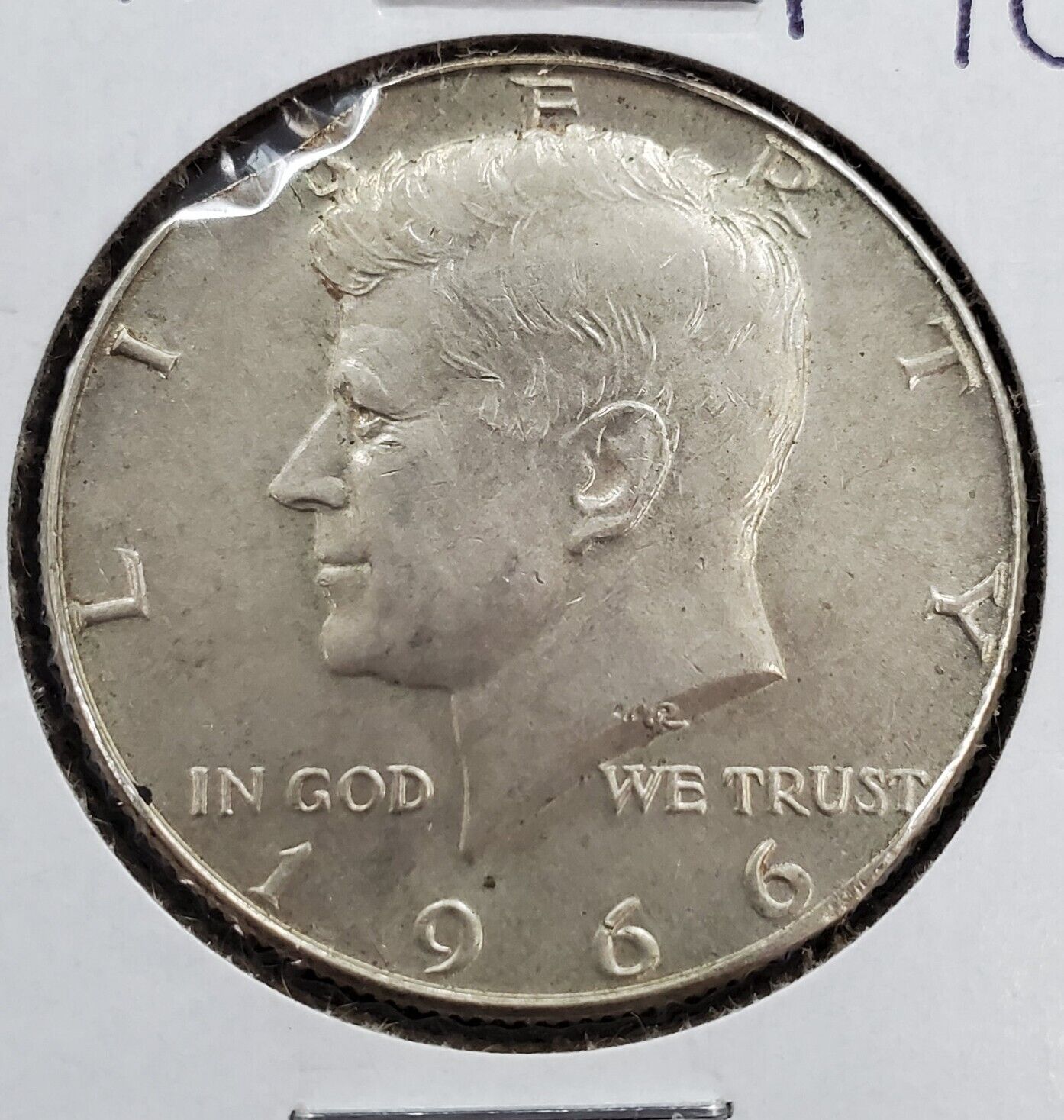 1966 P Kennedy 40% Silver Half Dollar Coin CLIP Error XF EF Extra Fine Circ
