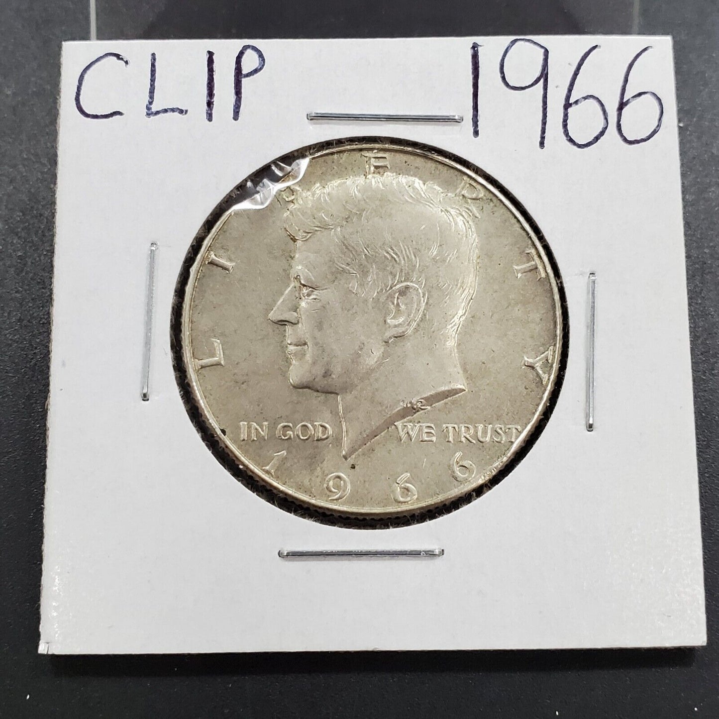1966 P Kennedy 40% Silver Half Dollar Coin CLIP Error XF EF Extra Fine Circ