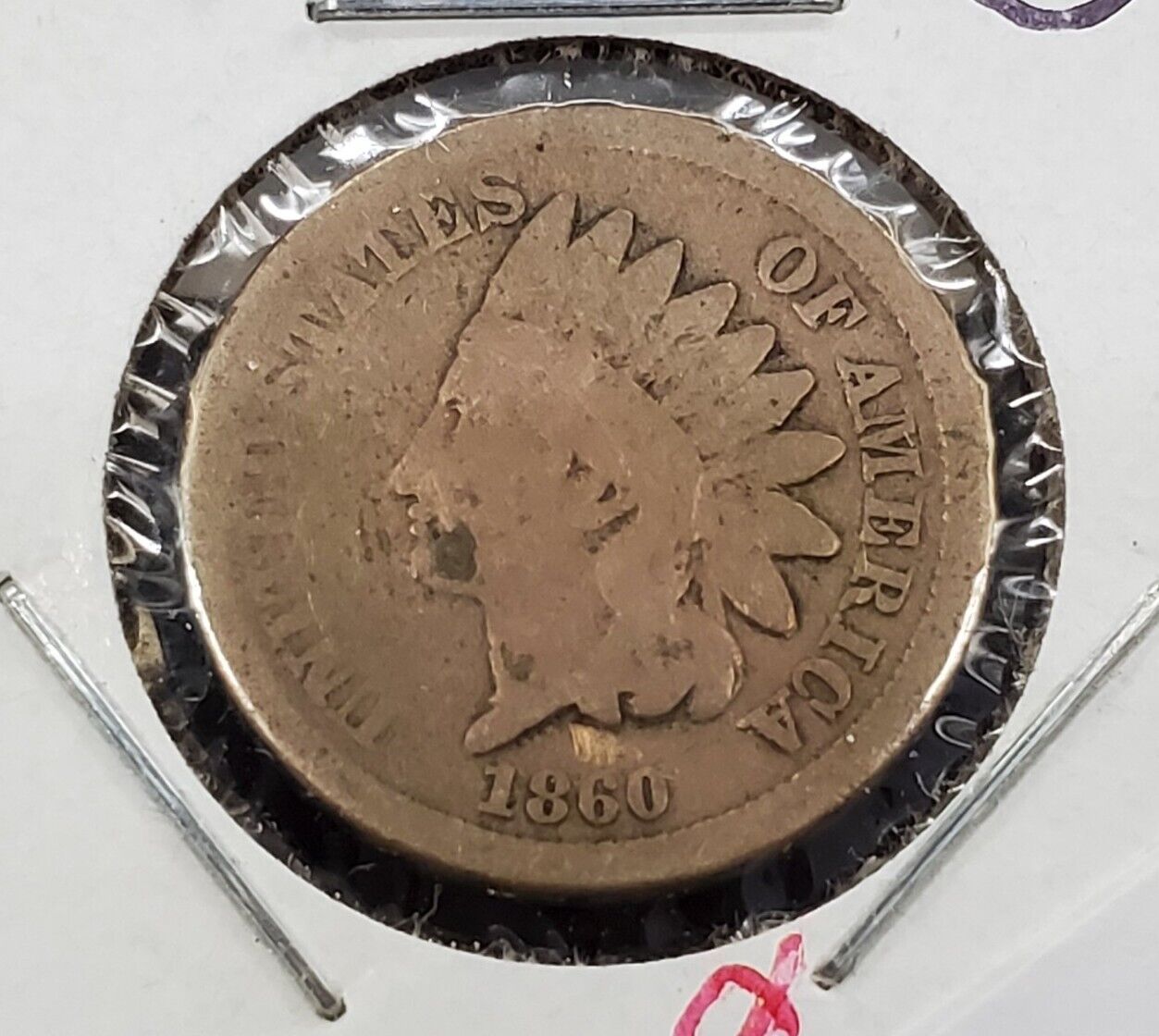 1860 Indian Head Cent Coin Copper Nickel Round Bust Civil War Era AG About Good