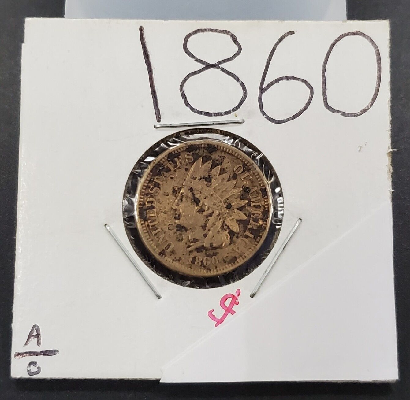 1860 Indian Head Cent Coin Copper Nickel Circ Civil War ERa VG / FINE Details