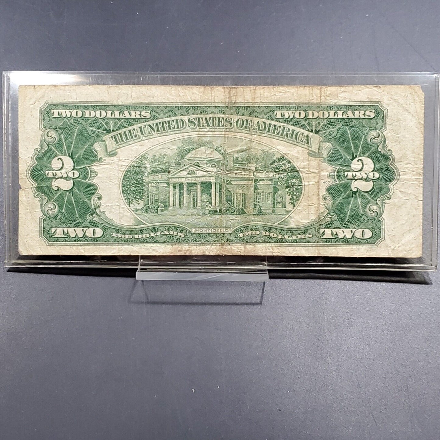 1953 B $2 United States Currency Legal Tender Note Red Slight Misaligned Print