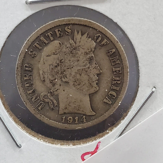 1914 S Barber DIME Silver Coin Choice VG Very Good Semi Key Date