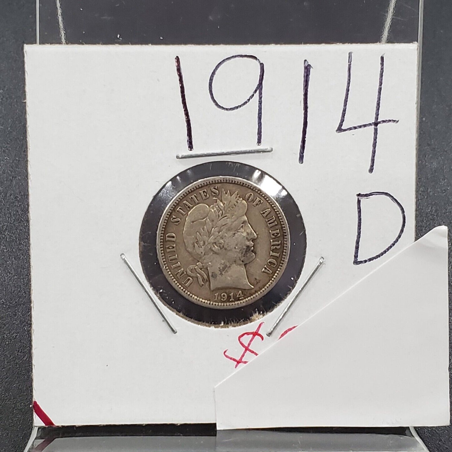 1914 D Barber DIME Silver Coin VF Very Fine Circ