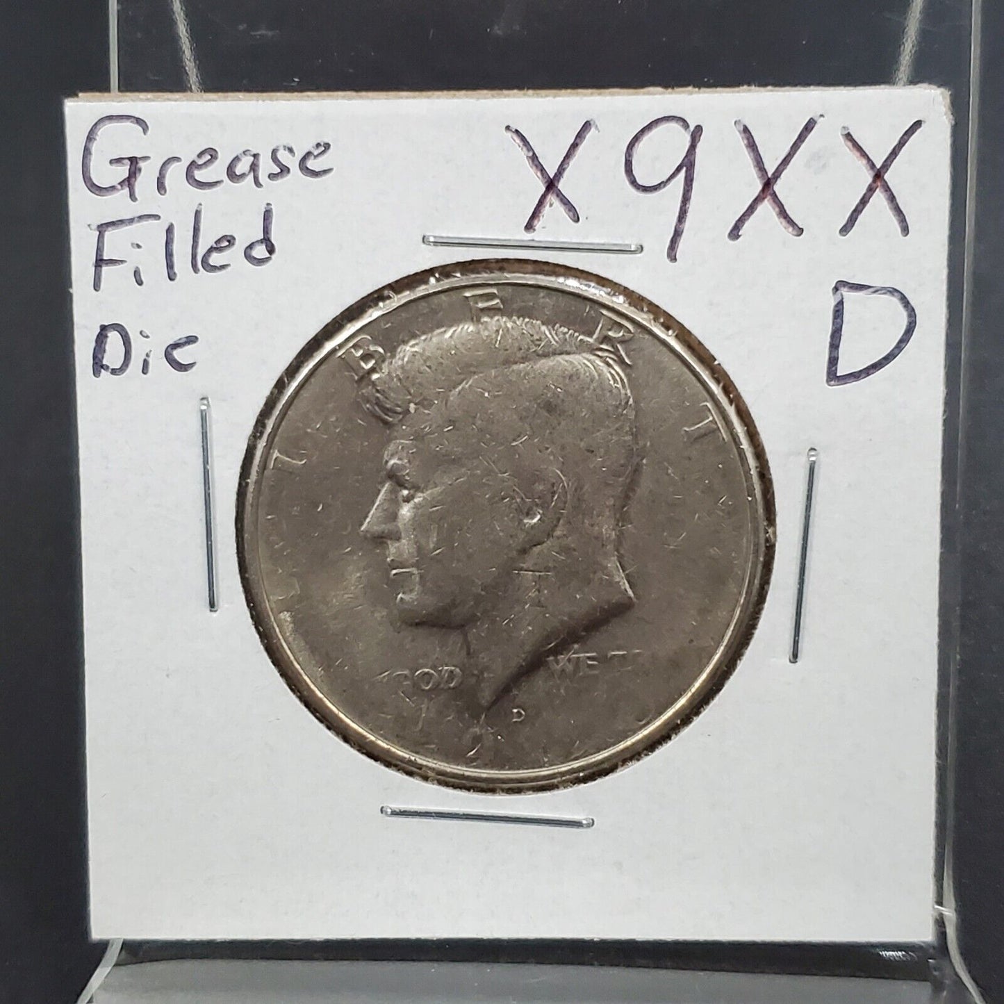 X9XX D Kennedy Clad Half Dollar Coin OBV Grease Filled Die Error Variety XF EF