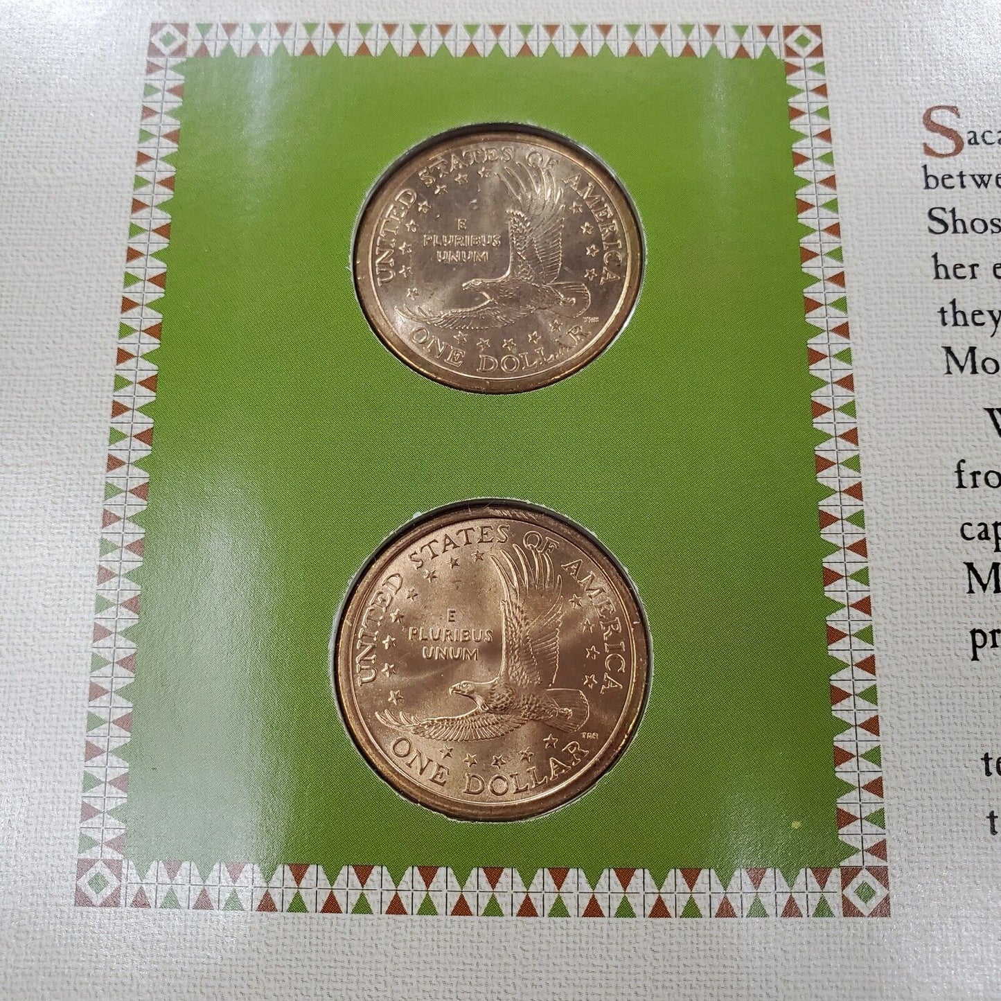 2000 P & D Sacagawea Golden Dollars & 1994 USA 29C Stamp Uncirculated Sheet