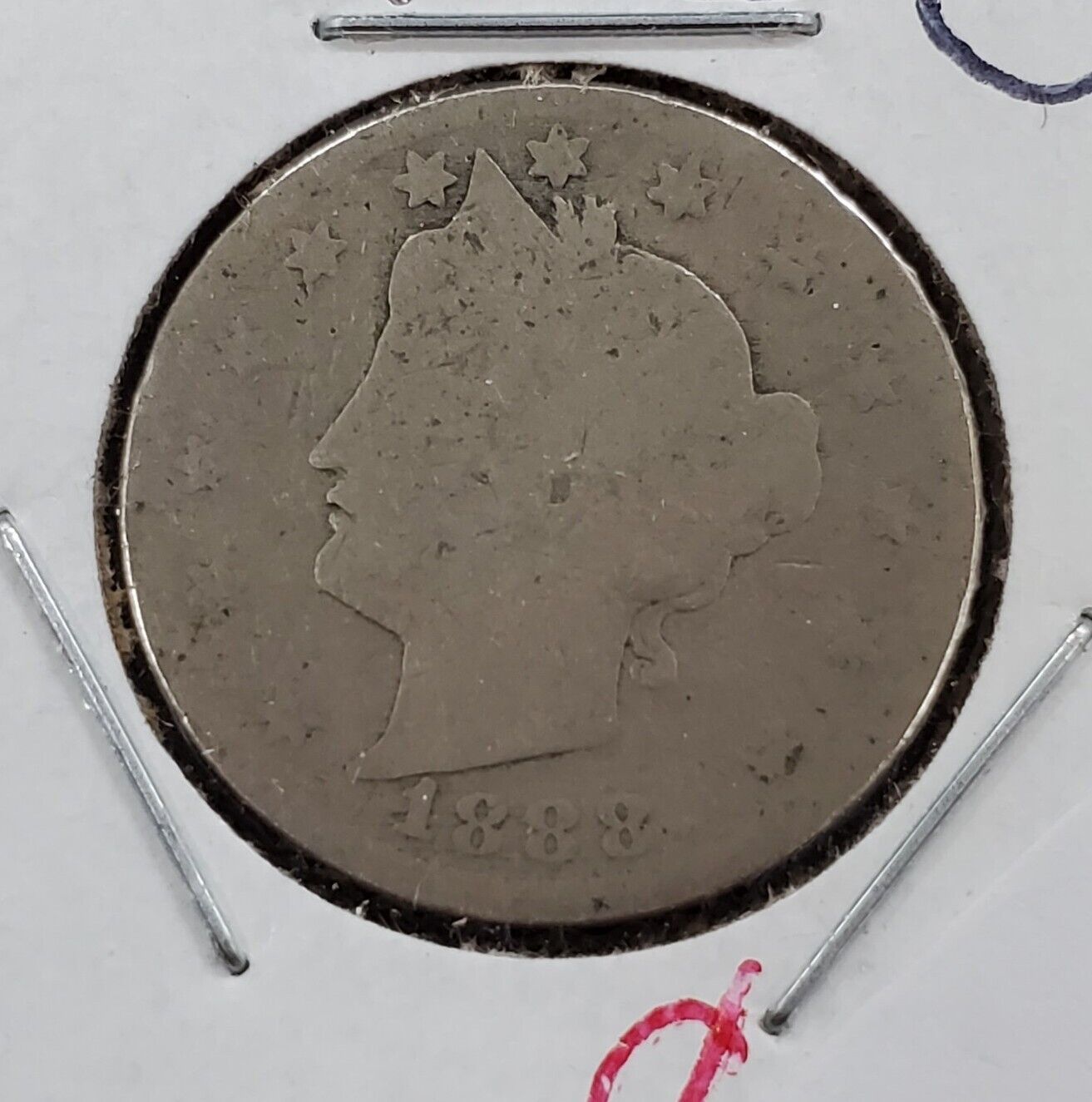 1888 P Liberty Head V Nickel Choice  About Good AG Circulated