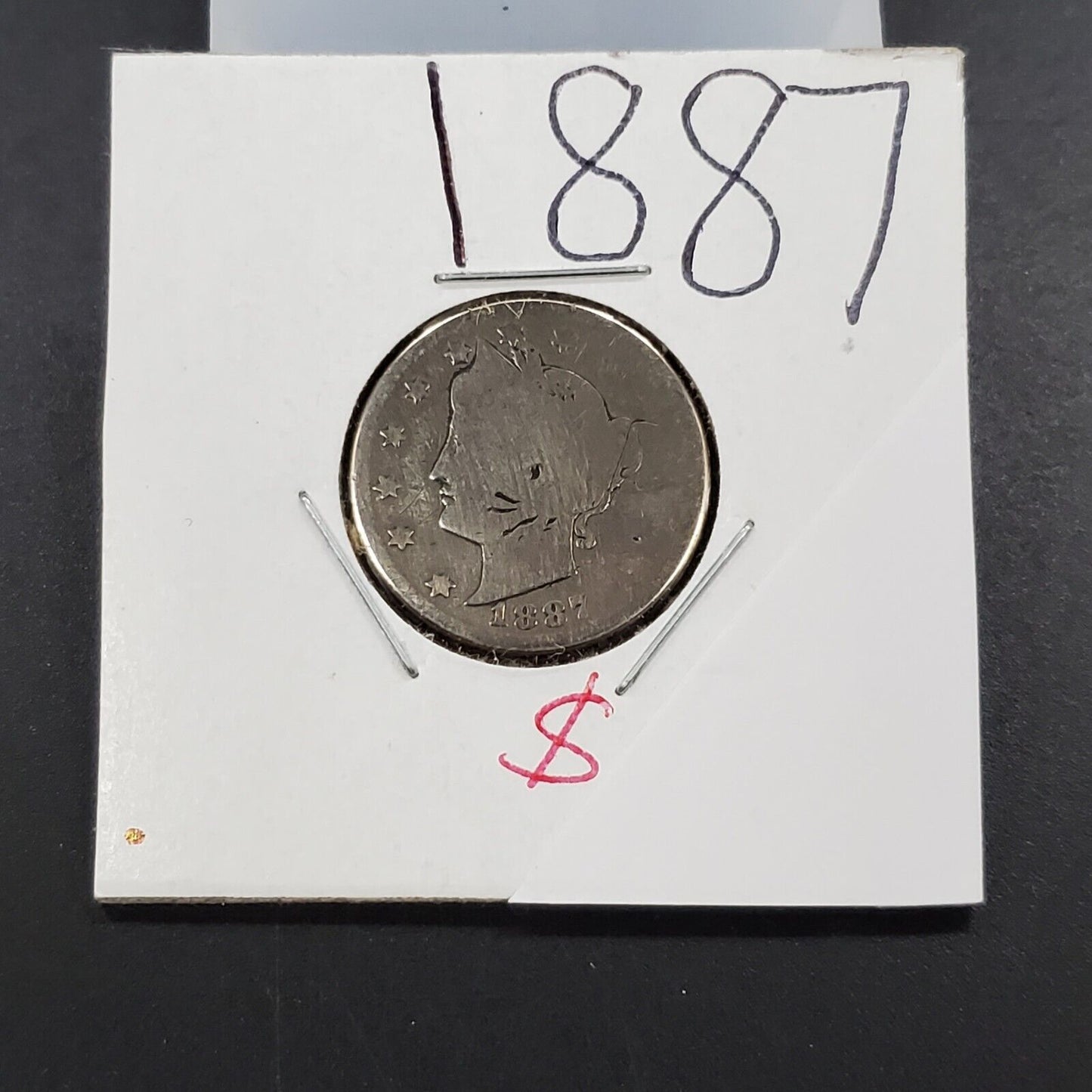 1887 P Liberty Head V Nickel Choice Circulated Condition AG Detail