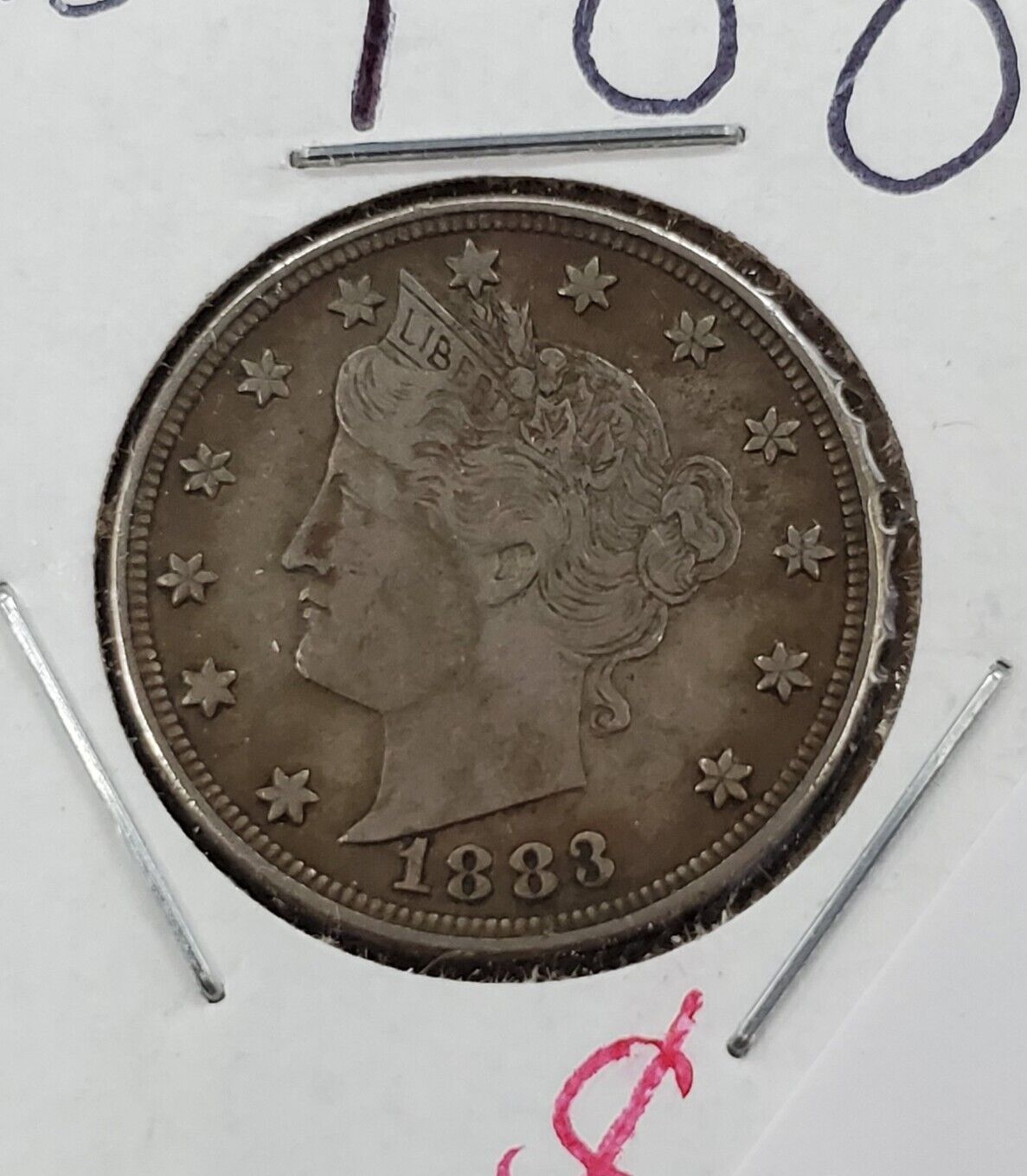 1883 No Cents Variety Liberty V Nickel Coin Circulated VF Very Fine Circ