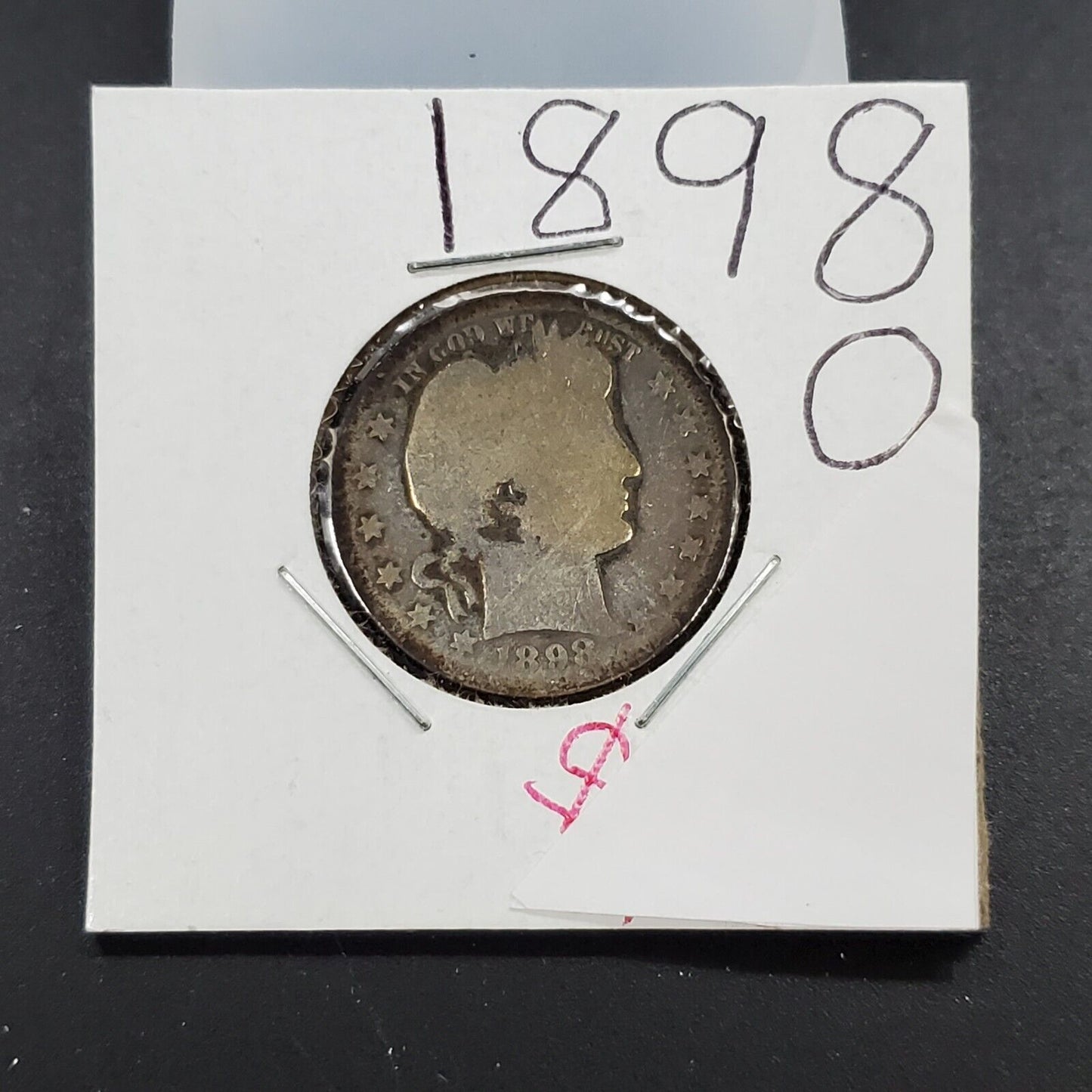 1898 O Barber Silver Eagle Quarter Coin Circulated AG ABout Good