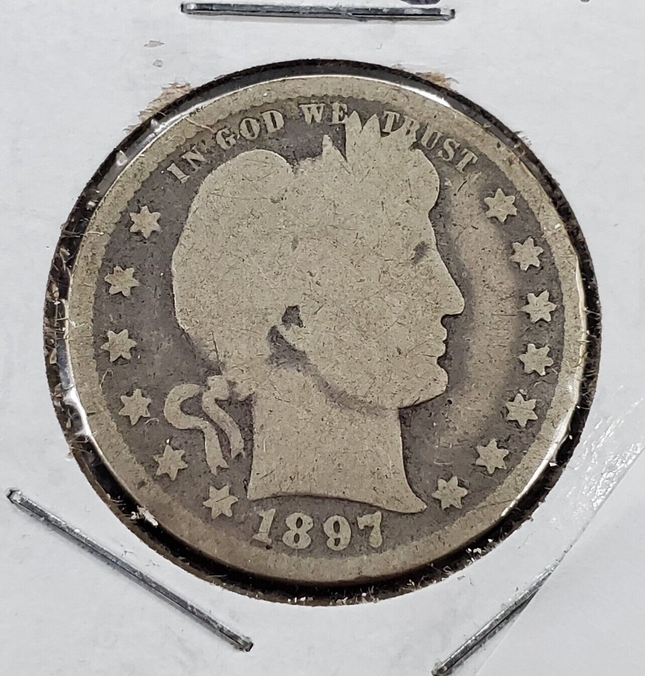 1897 P Barber Silver Eagle Quarter Coin Choice Good Circulated