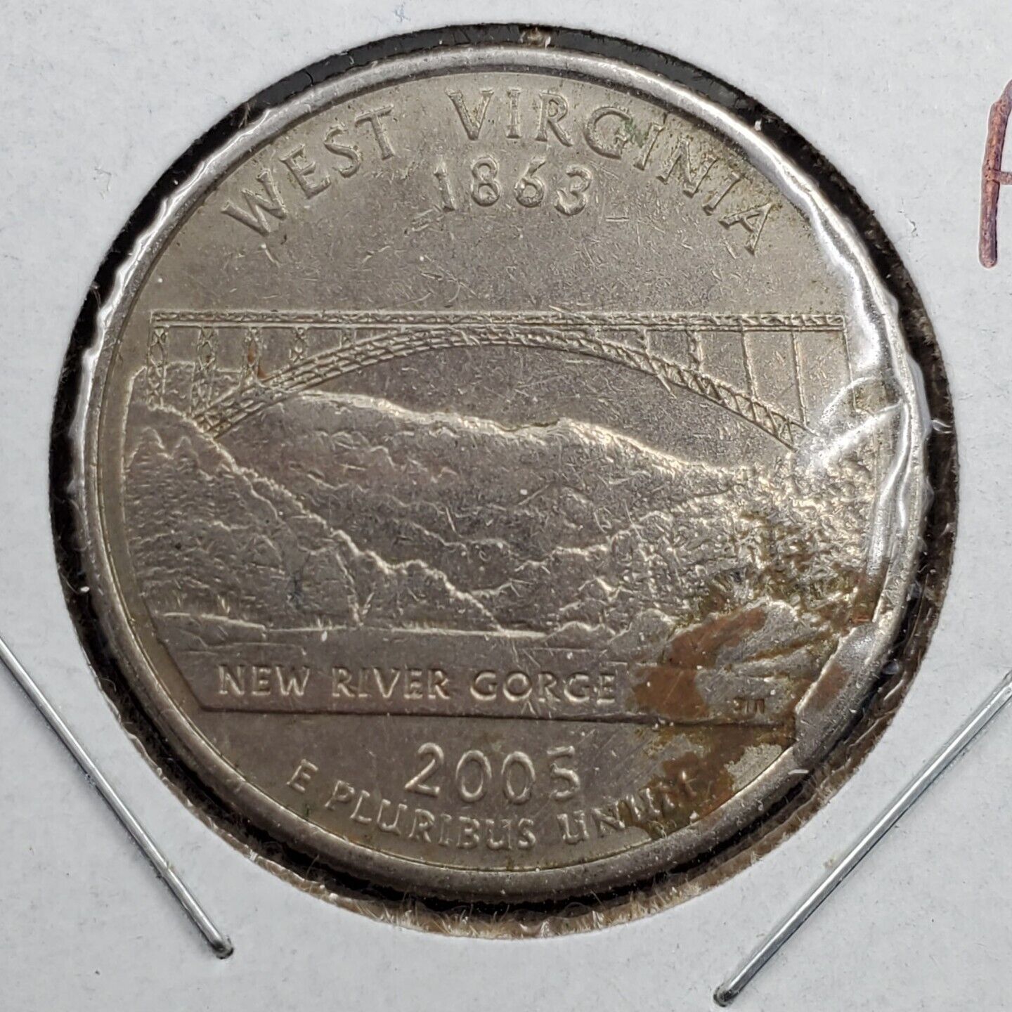 2005 P Washington Quarter West Virginia CUD Reverse Error Coin Circ