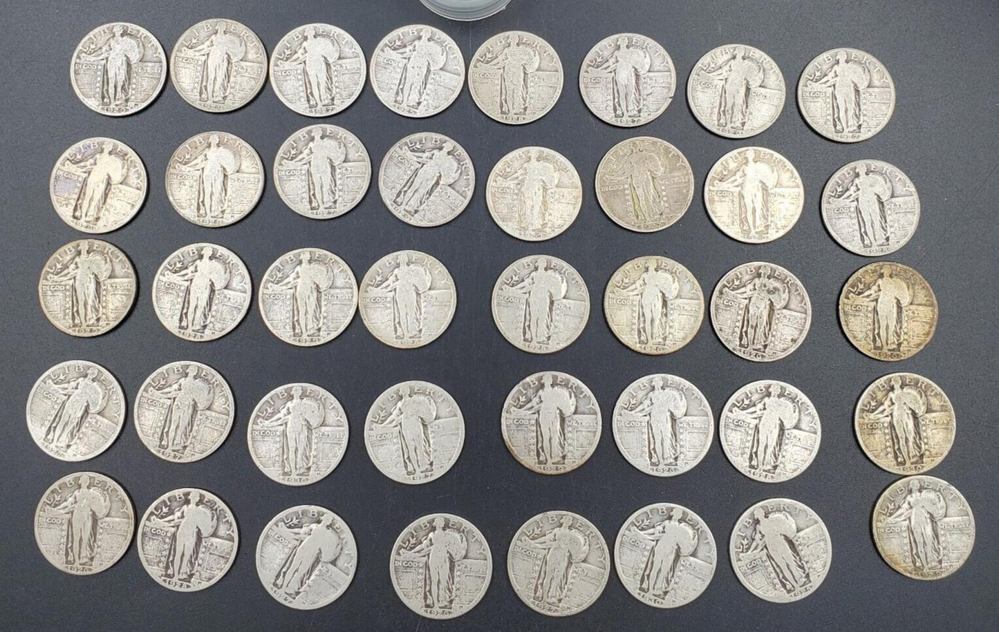 1925-30 Standing Liberty 90% SILVER Quarter Roll 40 Coins DATED G+ Good +