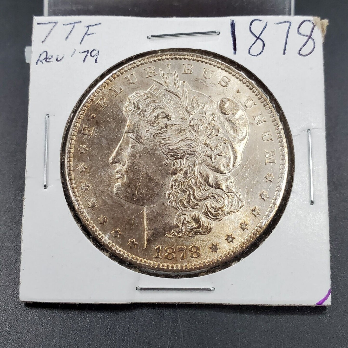 1878 P Morgan Silver Eagle Dollar Coin 7TF REV 79 BU UNC Some Toning