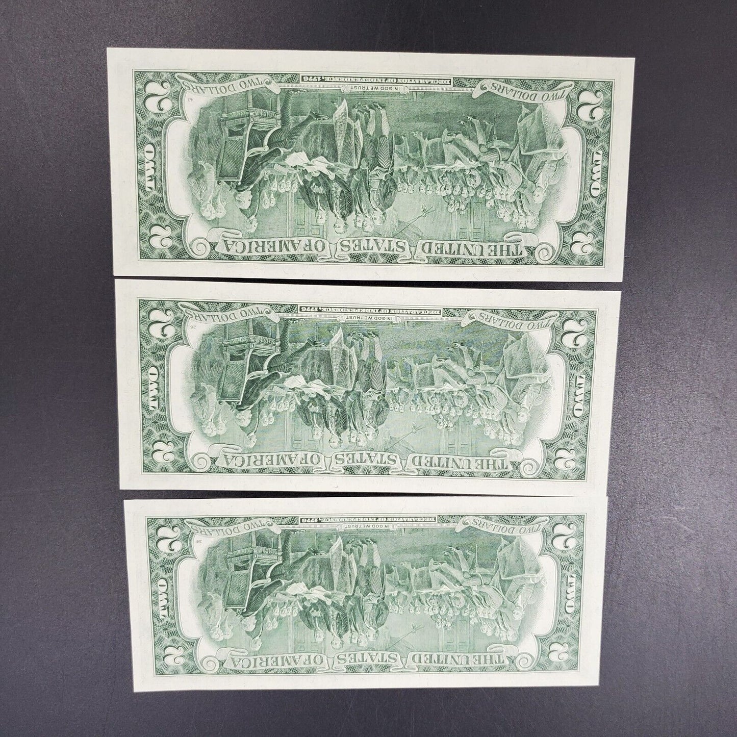 3 consecutive Note Lot 1976 $2 Bicentennial Bill Federal Reserve Note