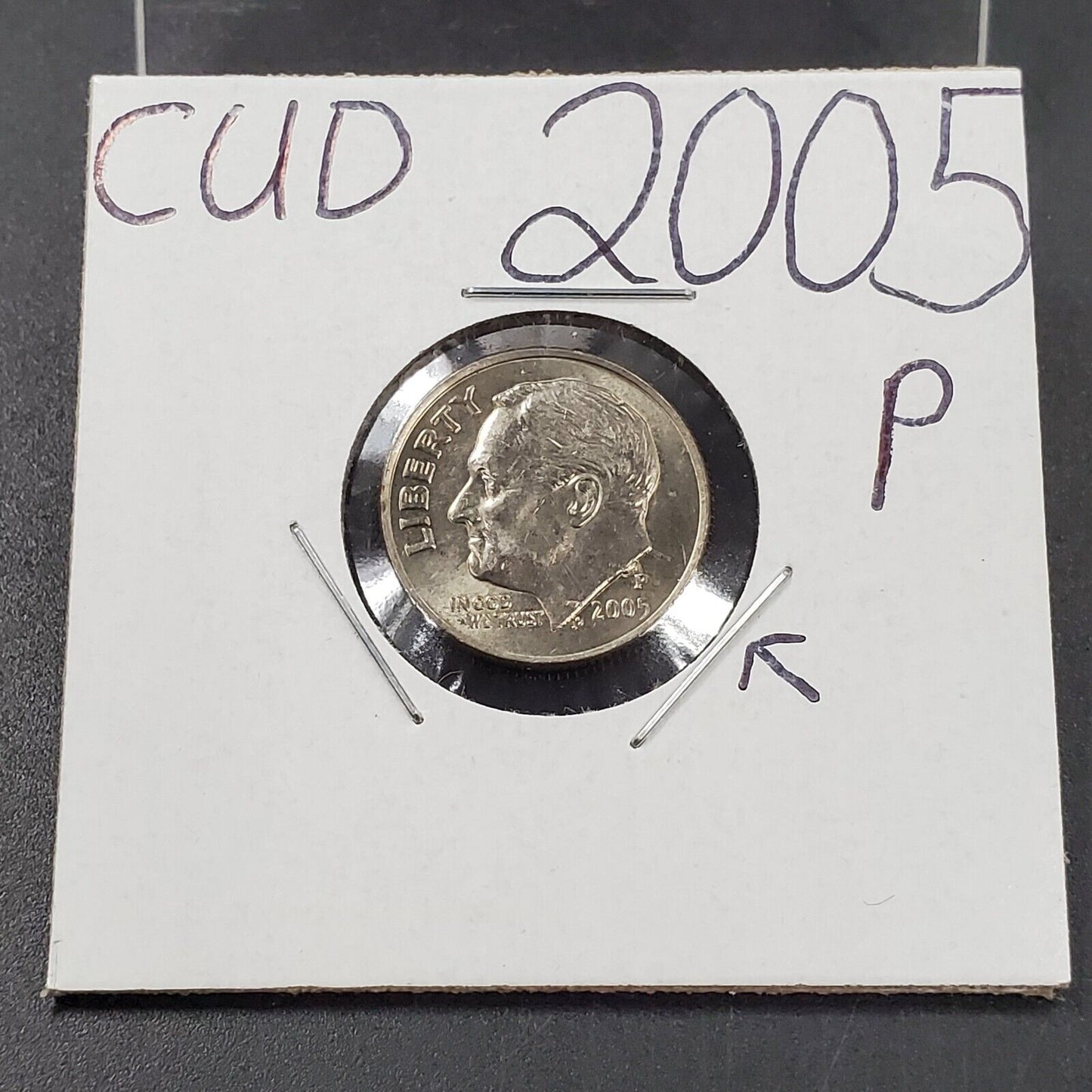 2005 P Roosevelt Dime Coin CUD Die Creak AU About UNC