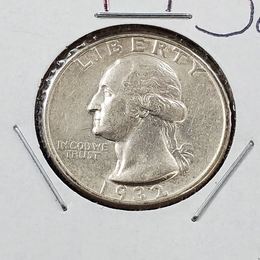 1932 P Washington Silver Quarter Coin AU About UNC FIRST YEAR OF ISSUE TYPE