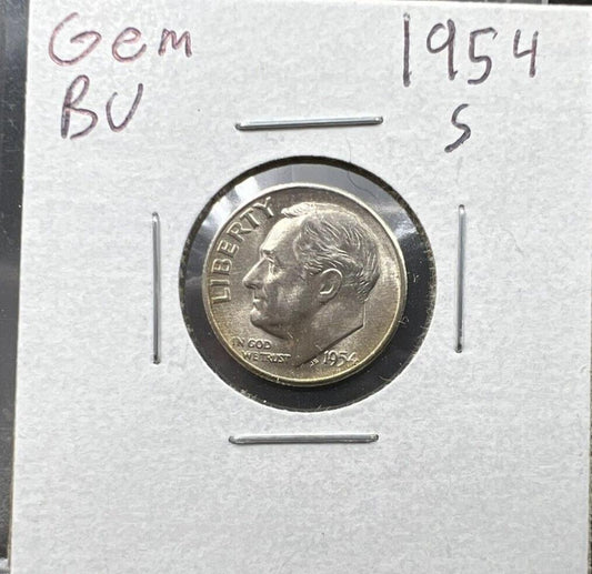 1954 S Roosevelt Silver Dime Coin GEM BU UNC NICE