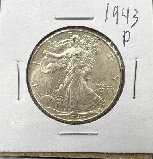 1943 P Walking Liberty Silver Half Dollar Coin BU UNC WW2 World War Two Era Coin