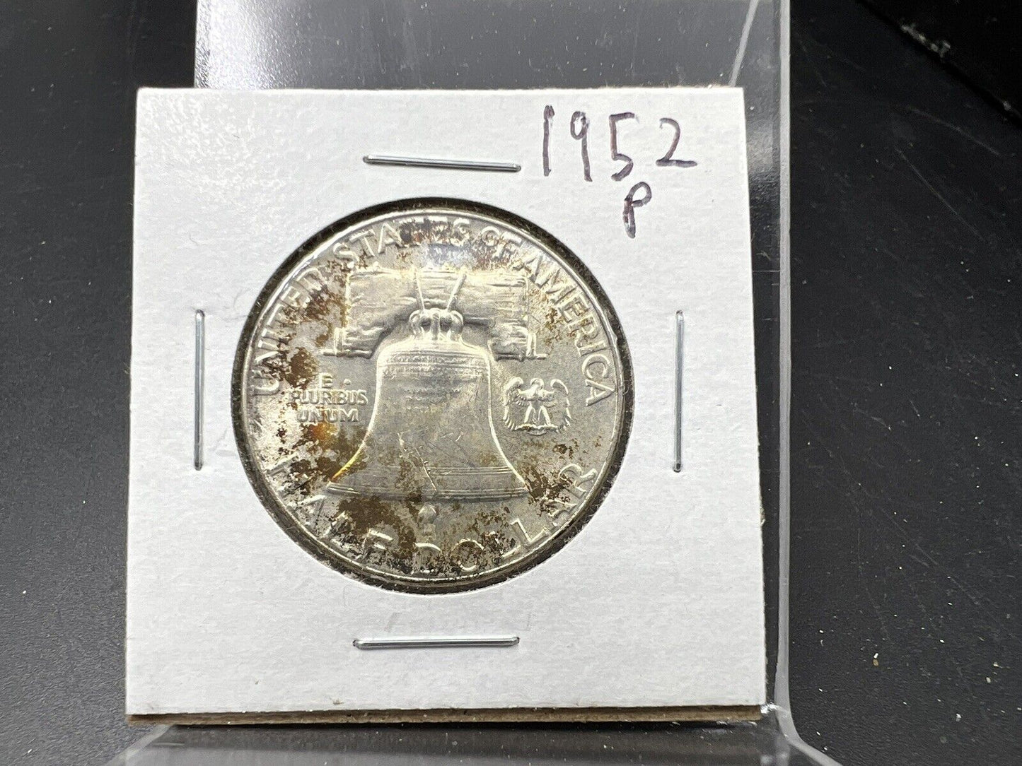 1952 P Franklin Silver Half Dollar Coin BU UNC Neat Toning Toner