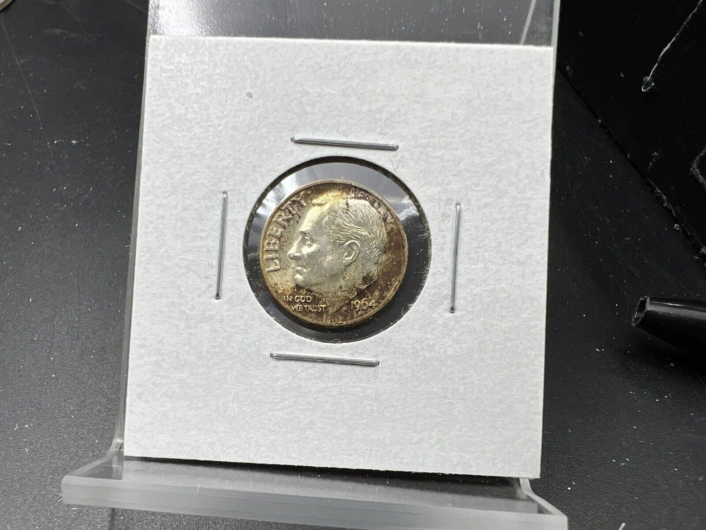 1964 D 10c Roosevelt Silver Dime Coin BU UNC Neat Toning Toner Amber