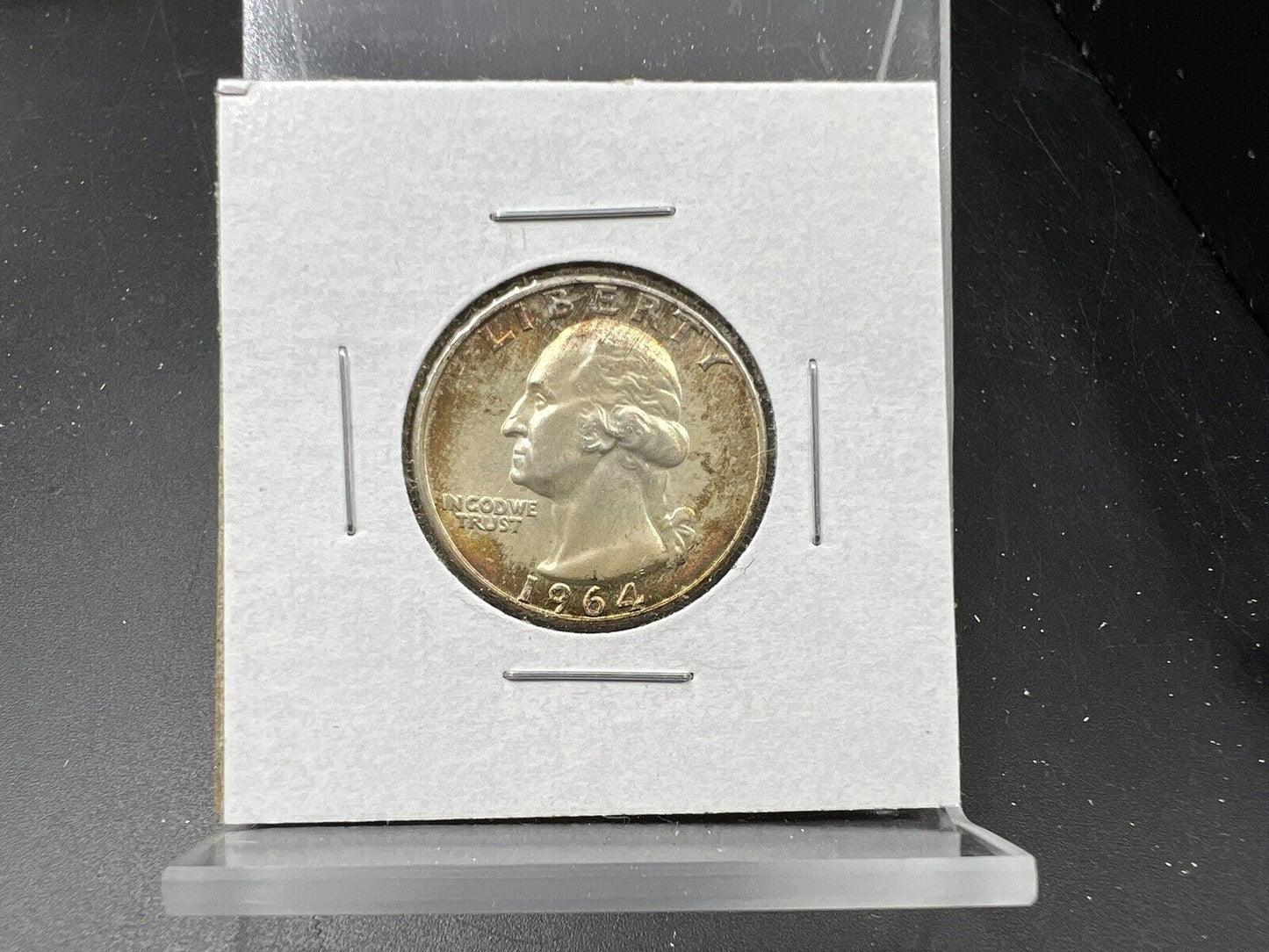 1964 D 25c Washington Quarter Coin BU UNC Neat Toning Toner