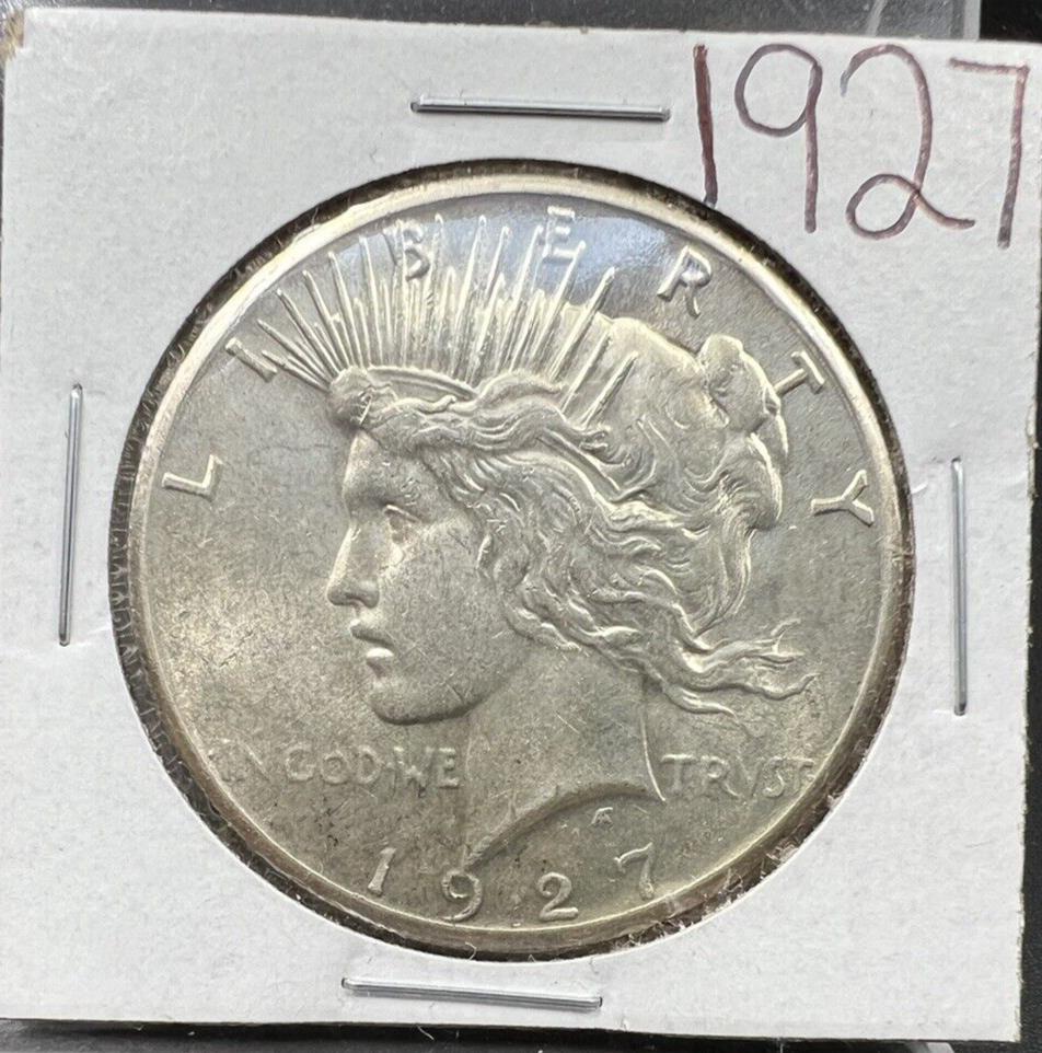 1927 P Peace Silver Dollar Coin Choice AU About UNC Semi Key Date