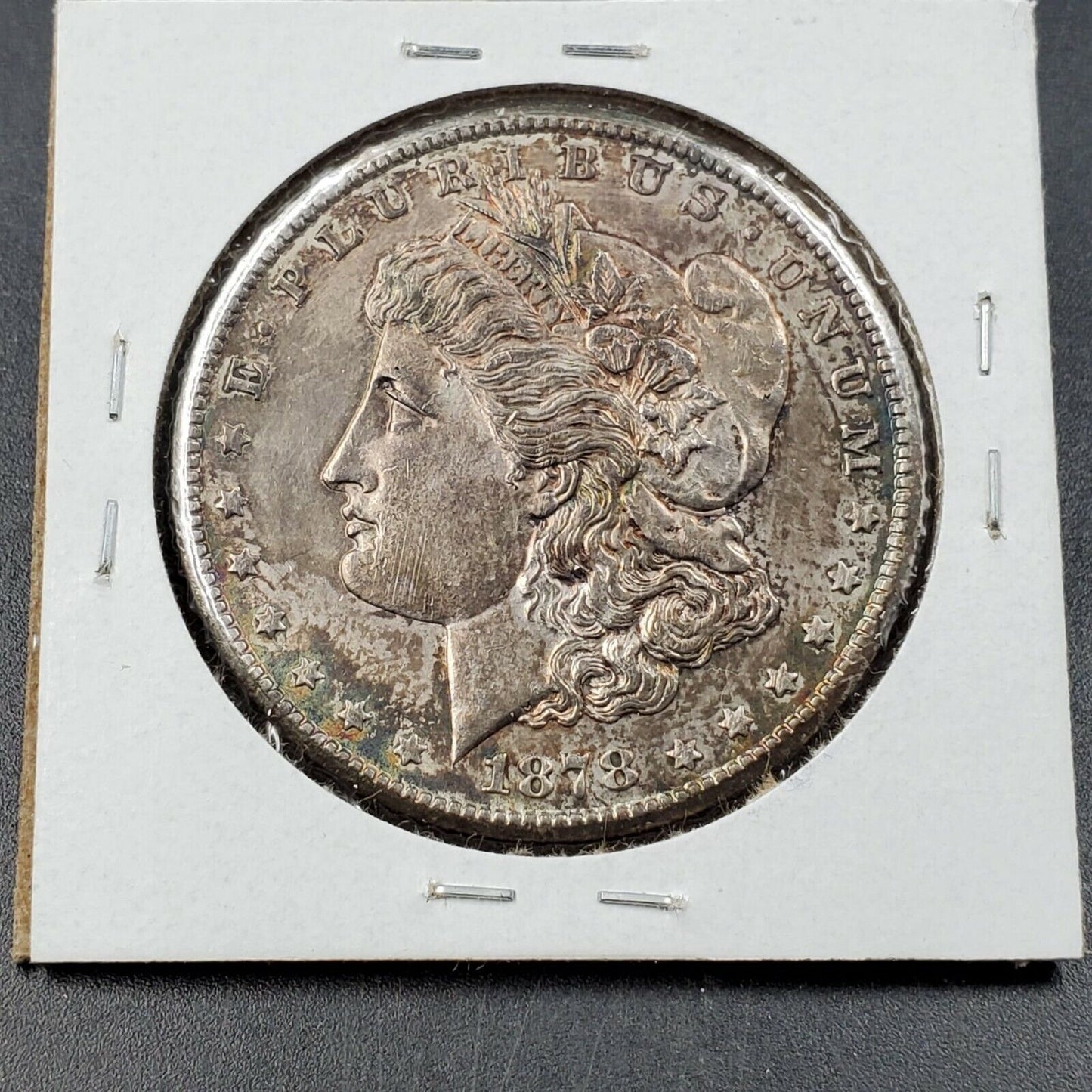1878 CC Morgan Silver Eagle Dollar Coin AU About UNC Neat Toning Toner