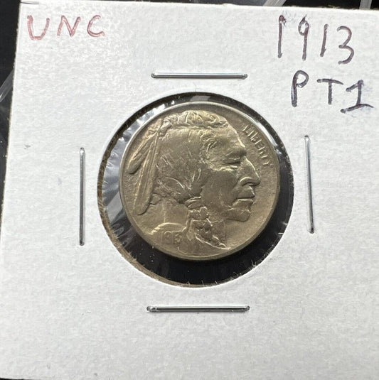 1913 P Buffalo Indian Head Nickel 5c BU UNC Type 1 Die Clash @ E Plurubus