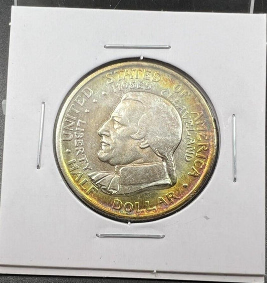 1936 Cleaveland Commemorative Half Dollar Silver Coin Choice AU PQ * Toning OBV