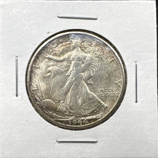 1944 P 50C Walking Liberty Half Dollar Choice AU About UNC Neat Toning Toner