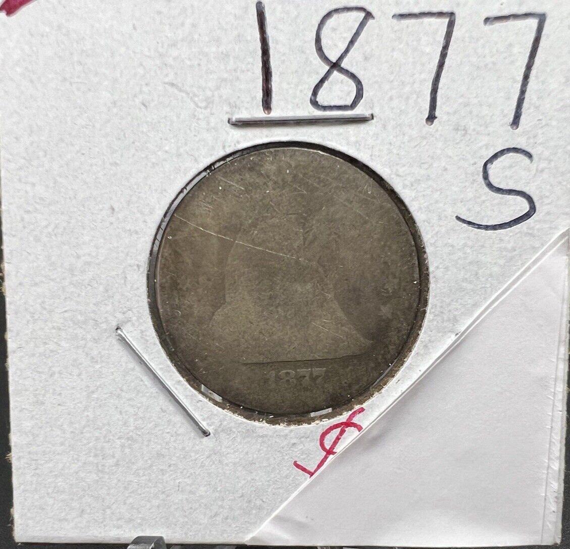 1877 S Seated Liberty Silver Quarter Coin Circ AG / Fair / Poor Details