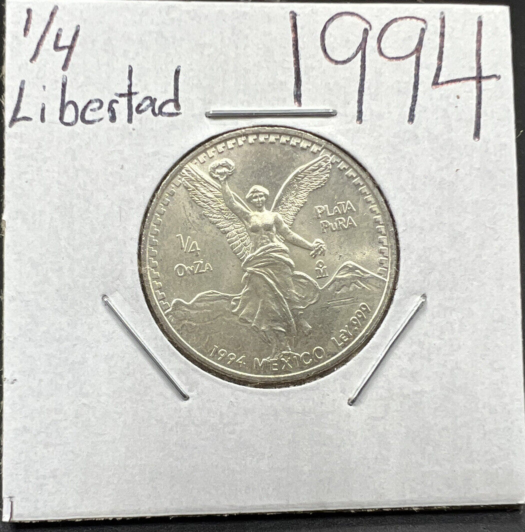 1994 Mexico 1/4 Ounce .999 Silver Round Libertad Ley Plata Pura Coin