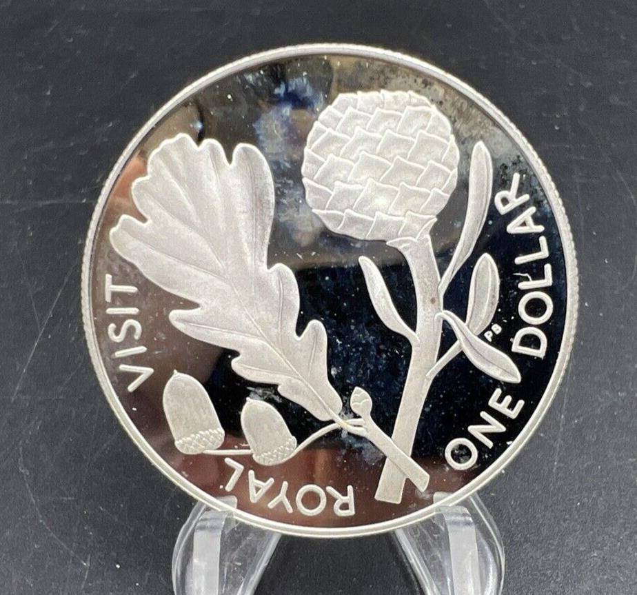 1991 New Zealand Proof Queen Elizabeth Royal Visit GEM Proof Silver Dollar Coin