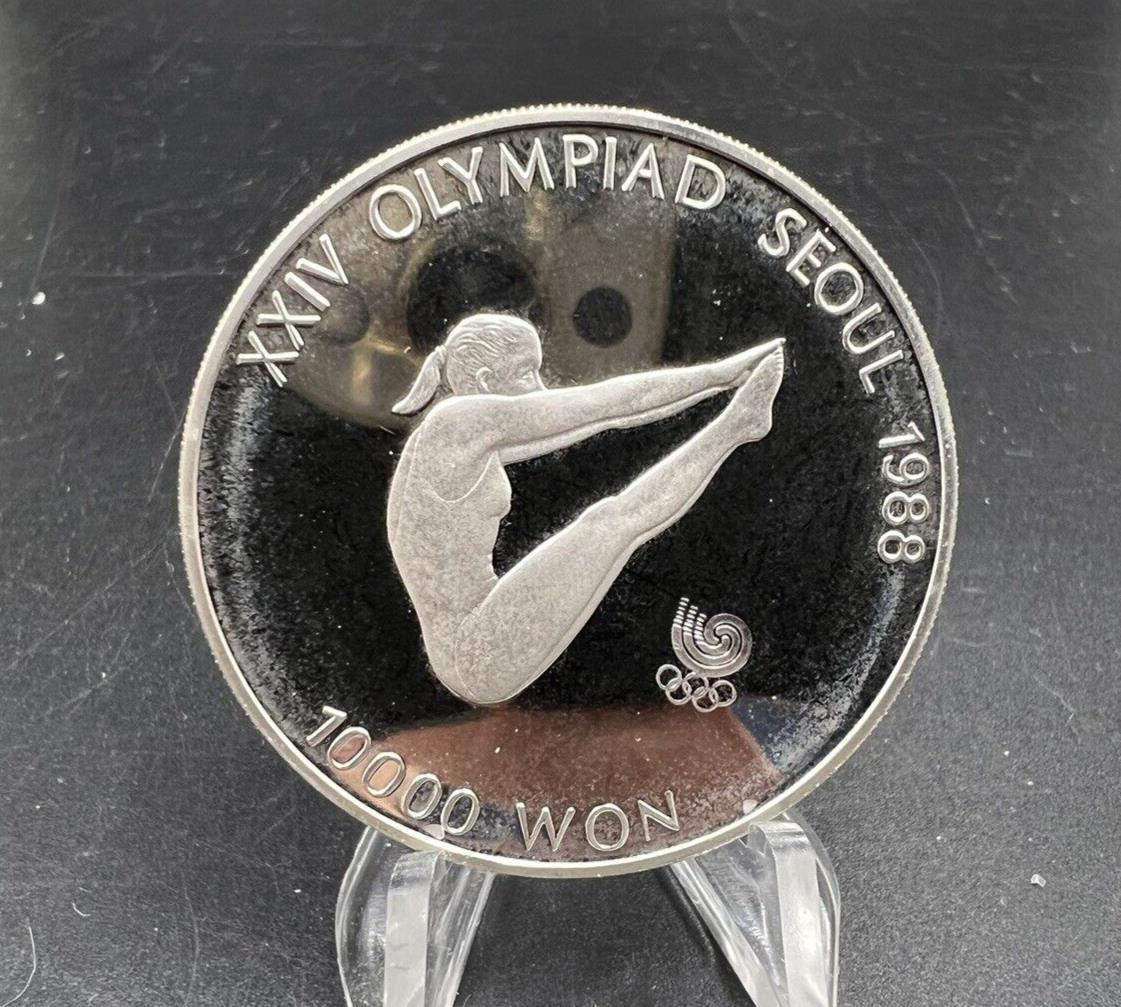 1988 South Korea 10000 Won Olympic Silver Gem Proof Coin High Dive Diver Diving