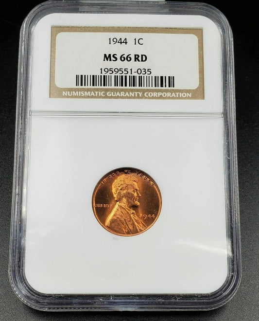 1944 P Lincoln Wheat WW2 Bronze Shell Casing Cent Penny Coin NGC MS66 RED Philly