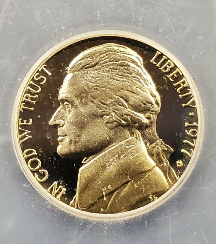 1977 S Jefferson Nickel Coin Vintage ICG PR70 DCAM Deep Cameo Gem Cameo Proof