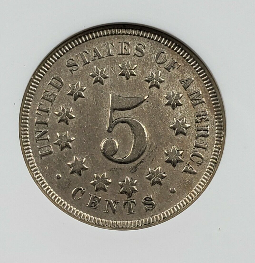 1867 P Shield Nickel Variety Coin RPD Repunched Date Breen-2470 ANACS AU Details