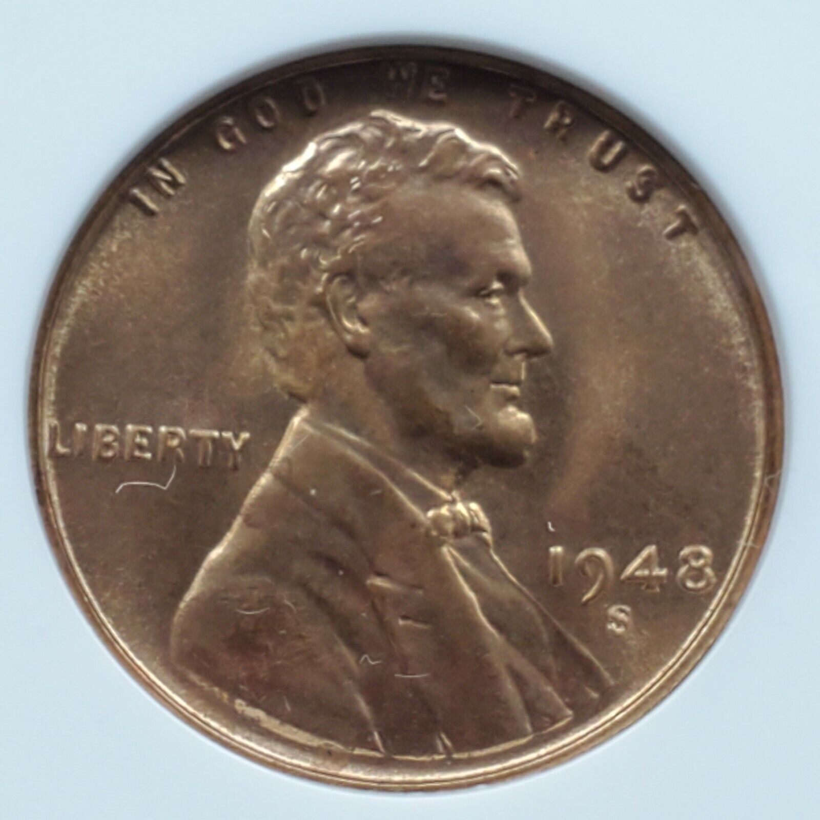 1948 D Wheat factory Cent with DDO