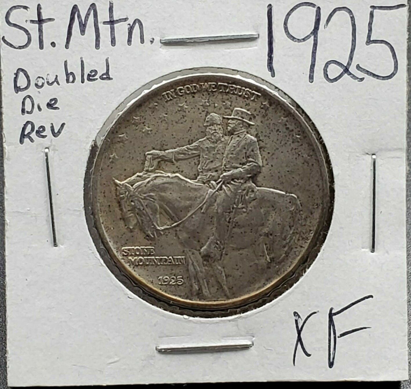 1925 Stone Mountain Classic Commem Silver Half Dollar DDR Double Die Variety XF