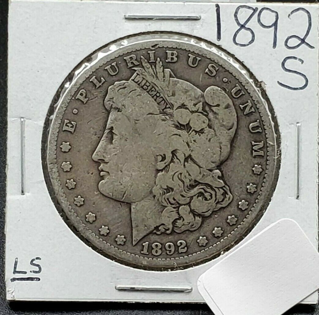 1892 S Morgan Silver Dollar Variety Coin VAM-6 High S Reverse Fine / VF R3