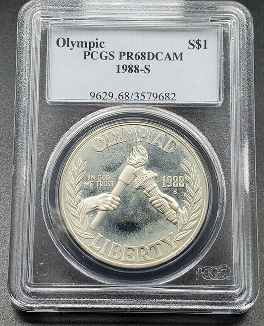 1988 S PCGS PROOF PR68 DCAM Olympic Torch Commemorative Silver Dollar